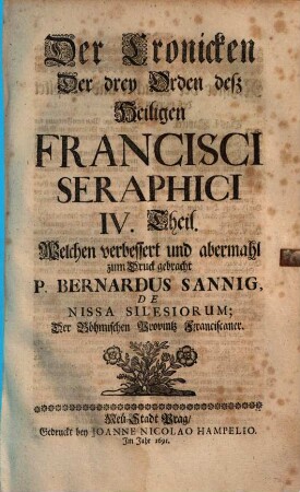 Der Cronicken Der drey Orden deß Heiligen Francisci Seraphici ... Theil. 4