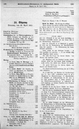 Sitzung 21, 26. April 1921