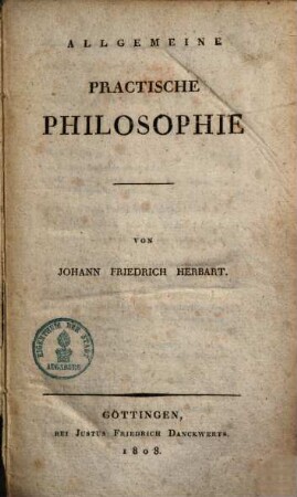 Allgemeine practische Philosophie
