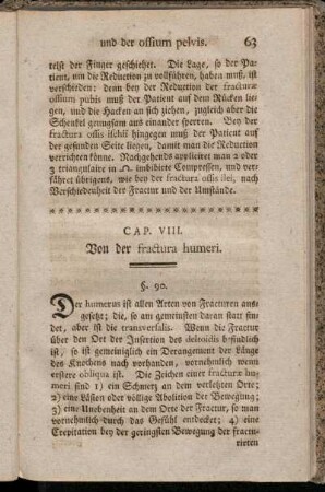 Cap. VIII. Von der fractura humeri