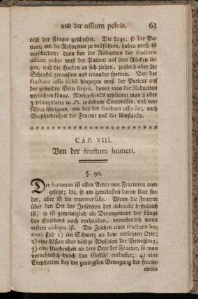 Cap. VIII. Von der fractura humeri