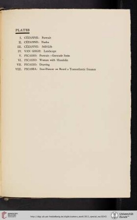 [Cézanne, Van Gogh, Picasso, Picabia] [list of plates]