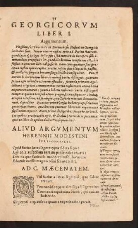 Georgicorum Liber ...