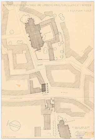 Rathaus, Minden Wiederaufbau: Wiederaufbau Rathaus und Landesverwaltungsgericht Lageplan 1:250