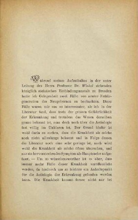 Zwei Fälle von acuter Fettdegeneration der Neugebornen