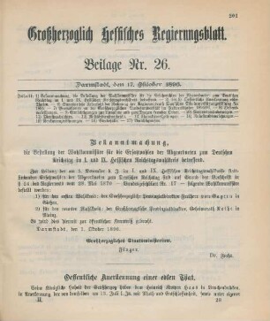 17. Oktober-31. Dezember = Beilage Nr. 26-31