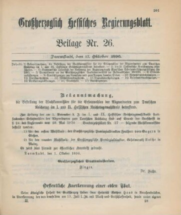 17. Oktober-31. Dezember = Beilage Nr. 26-31