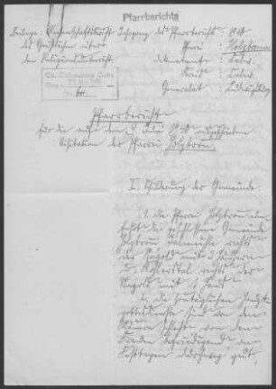 Holzbronn: Pfarrbericht 1940