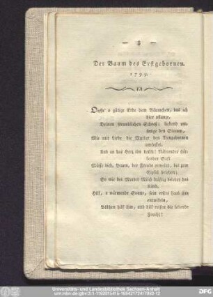 Der Baum des Erstgebornen. 1799.