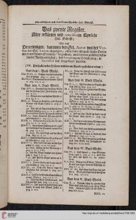 Das zweyte Register: Aller erklaerten und conciliirten Sprueche heil. Schrifft [...]