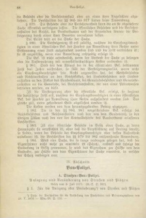 IV. Abschnitt. Bau-Polizei