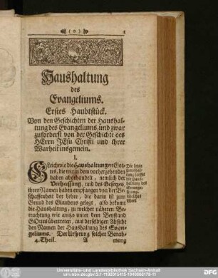 Haushaltung des Evangeliums.