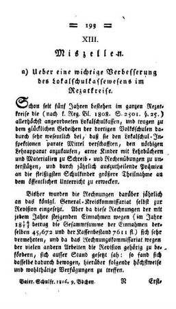 Ueber eine wichtige Verbesserung des Lokalschulkassewesens im Rezatkreise