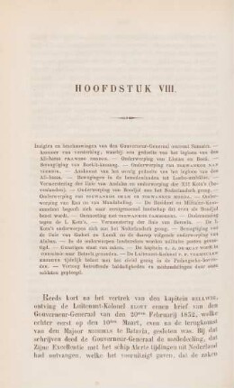 Hoofdstuk VIII. Inzigten en beschouwingen van den Gouverneur-Generaal omtrent Sumatra ...