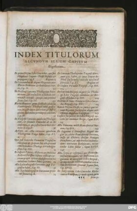 Index Titulorum Secundum Seriem Capitum Digestorum.