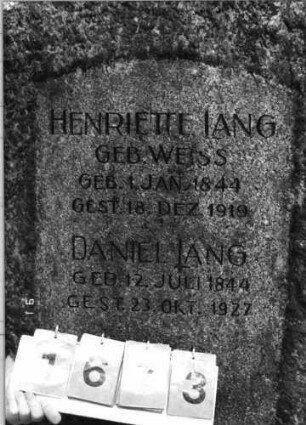 Grabstein 1673 [Hahn S. 131 Grab-Nr. 2540/41]: Grabstein 1673 (Detailaufnahme) [Hahn S. 131 Grab-Nr. 2540/41]