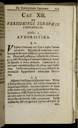 Cap. XIII. De Versionibus Europaeis Vernaculis.