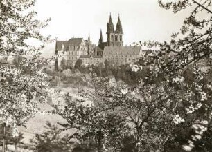 Meißen. Albrechtsburg und Dom. Blick von Nordwesten über das Meisatal