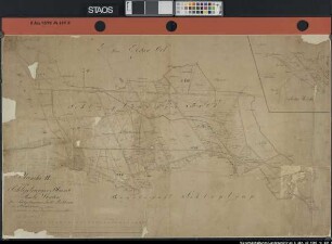 Spezialteilung der SCHLEPTRUPer Mark: Planche II von der Schleptruper Mark, das Schleptruper Feld, Rethorn, Stuckwiese etc. enthaltend Ausf.-Art: Farbige Handzeichnung auf Karton, auf Leinen aufgezogen Hersteller: Geometer Sievers Format: 62 x 101 cm Maßstab: 1 : 3840