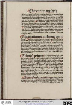 Postquam autor superius determinavit de modis et formis verborum hic consequenter determinat de coniugatione