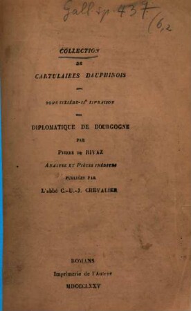 Diplomatique de Bourgogne