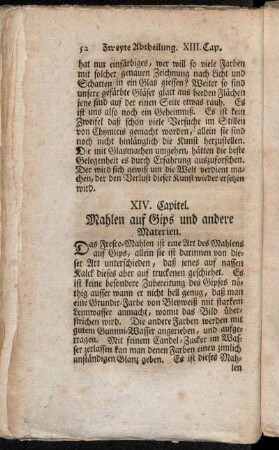XIV. Capitel. Mahlen auf Gips und andere Materien.