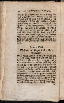 XIV. Capitel. Mahlen auf Gips und andere Materien.