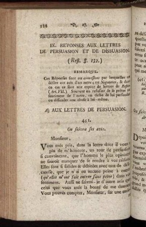IX. Réponses Aux Lettres De Persuasion Et De Dissuasion.