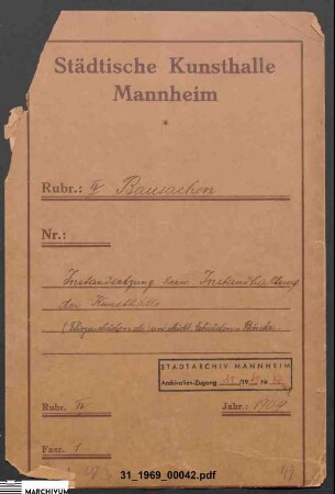 Instandsetzung und Instandhaltung der Kunsthalle