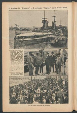 El dreadnought "Rivadavia" y el acorazado "Belgrano" en la dársena norte