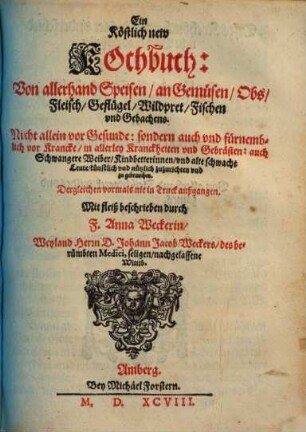 Ein köstlich new Kochbuch ...