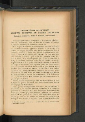 Les societes religieuses societes en Guinee Francaise