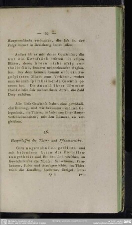 64. [46.] Hauptklassen des Thier- und Pflanzenreichs