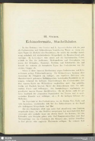 III. Stamm. Echinodermata, Stachelhäuter