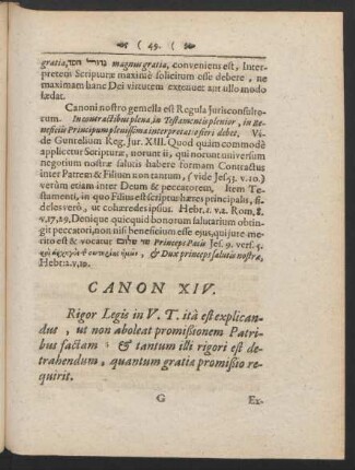 Canon XIV. Rigor Legis in V. T. ita est explicandus, ut non aboleat promißionem ...