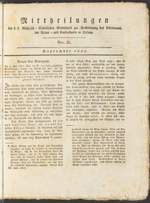 Mittheilungen. Nro. 36. September 1823.