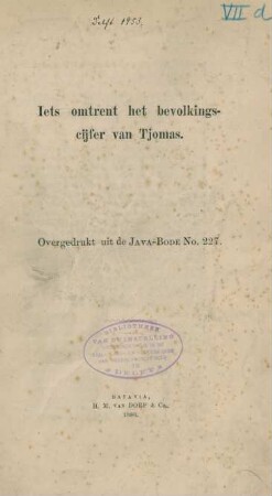 Iets omtrent het bevolkingscijfer van Tjomas
