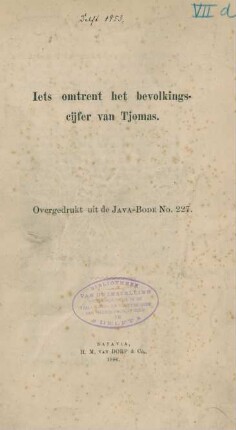 Iets omtrent het bevolkingscijfer van Tjomas