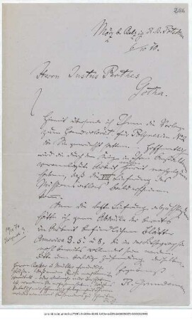 Brief von Reinhold Grundemann an Justus Perthes' Geographische Anstalt  : Mörz bei Belzig, 06.10.1870