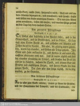Am zweyten Pfingsttage. Apostelgesch. II. v. 42 - 47