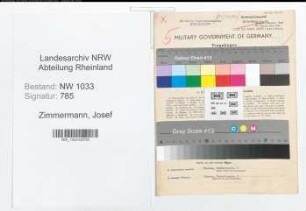 Entnazifizierung Josef Zimmermann , geb. 18.05.1904 (Chauffeur)