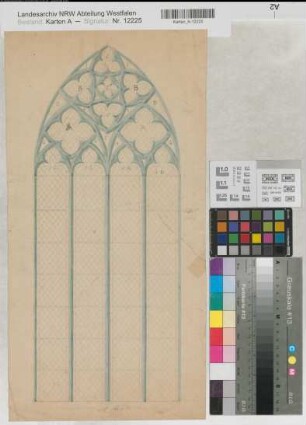 Soest (Soest) Wiesenkirche Werkzeichnung Fenster um 1860 o.M. 52 x 26 kol. Zeichnung Staatshochbauamt Soest