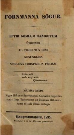 Fornmanna soegur : eptir goemlum handritum, 9. 1835