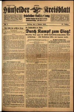 Ausgabe vom Freitag, den 02. Januar 1942.