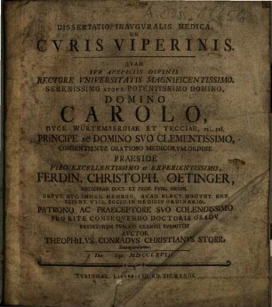 Dissertatio Inauguralis Medica De Curis Viperinis