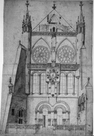 Straßburg, Ansicht der Fassade des südlichen Querschiffes des Münsters