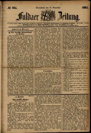 Ausgabe vom Samstag, den 15. November 1884.