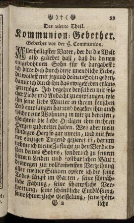Der vierte Theil. Kommunion-Gebether