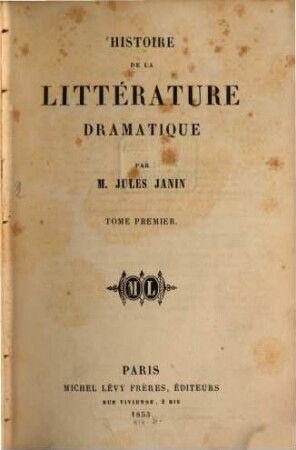 Histoire de la littérature dramatique. 1