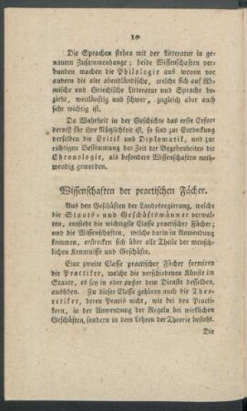 Wissenschaften der practischen Fächer